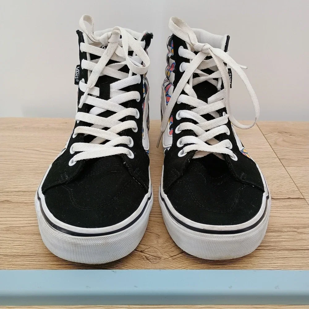 Vans Sk8-Hi Butterfly Checkerboard High Top Sneakers Women's 8.5 Canvas Shoes